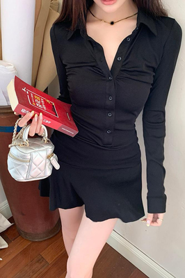 2025年新款法式气质长袖连衣裙女秋冬高级感小个子内搭打底裙