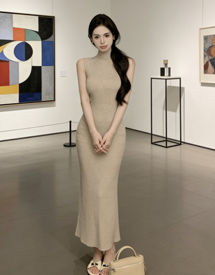 2025年新款法式气质针织连衣裙女秋冬高级感小个子内搭打底包臀裙
