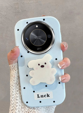 适用于华为荣耀x50手机壳x50gt不包镜头x50pro波点ali一an00小狗带支架honor50x叉五零可爱蓝色x5o防摔软壳女