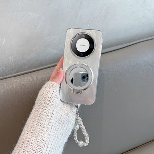 适用于华为mate60手机壳m60pro新款 高级感mata6o系列meta六零pr0十带支架mete镜子mte手绳全包防摔 女mt60por