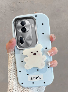 适用于opporeno11手机壳不包镜头0pp0reno11pro5g波点pjh110小狗pjj110带支架oppor11por可爱115g蓝色软壳女