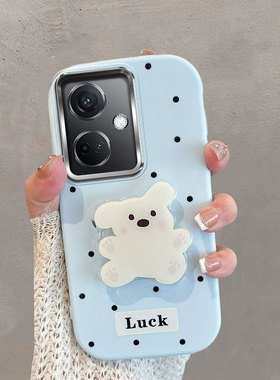 适用于oppok11手机壳k11x不包镜头pjc110波点phf110小狗带支架0pp0k11卡通可爱opk115g蓝色5g防摔opook软壳女