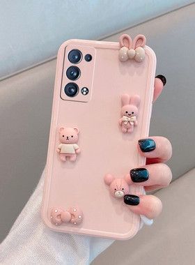适用于opporeno6pro+手机壳penm00女oppo新款reno6por十5g曲屏opporen可爱卡通proplus加opporenopro全包防摔