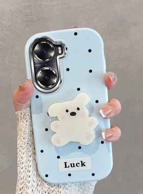 适用于华为荣耀60手机壳不包镜头honor60pro波点lsa一an00小狗tna-anoo带支架六零可爱六十蓝色p60防摔软壳女