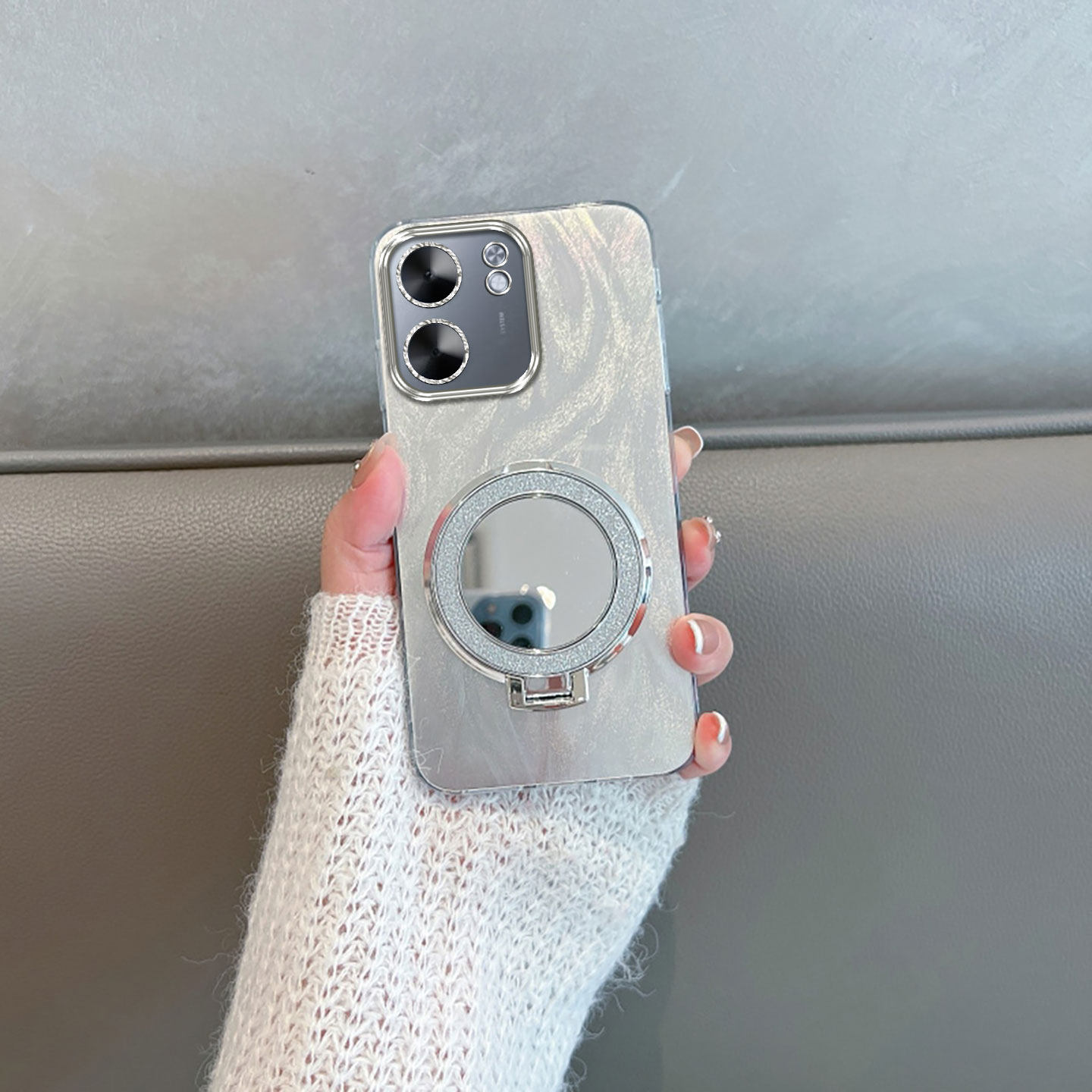 适用于oppoa5x手机壳镜子支架女