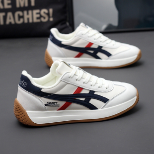 真皮男士潮牌阿甘鞋2025冬季新款加绒保暖华夫休闲鞋百搭德训男鞋