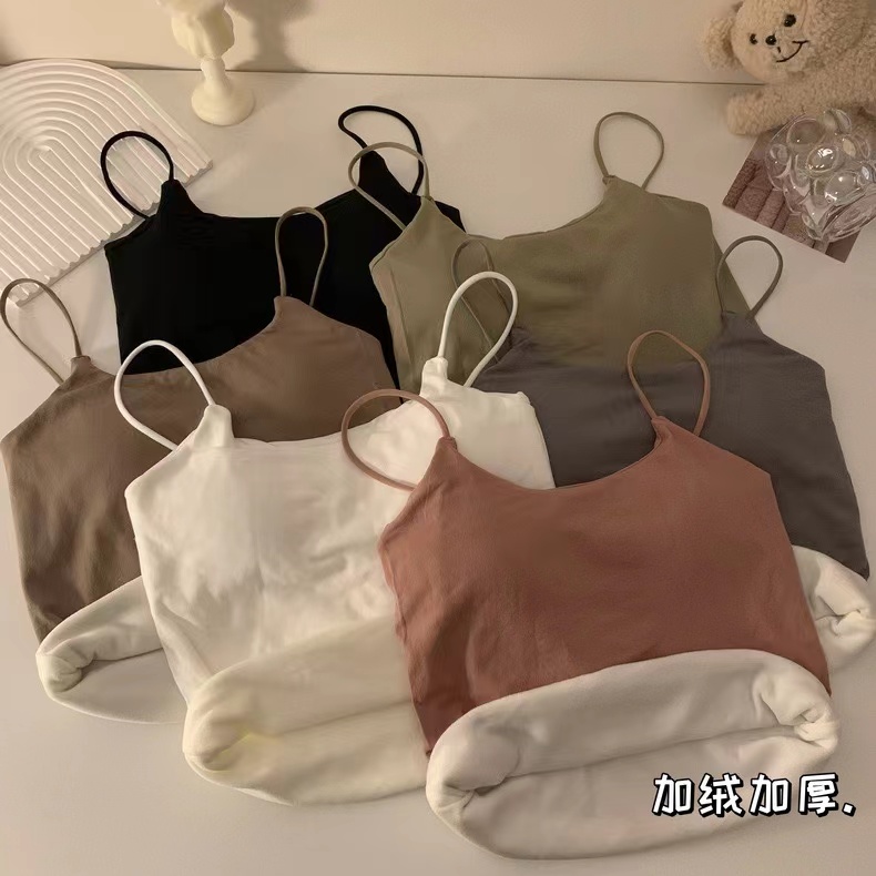 带胸垫加绒加厚吊带背心女装秋冬