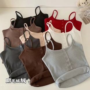 打底衫 无袖 辣妹型纯色百搭美背 秋冬季 带胸垫内搭外穿吊带背心女装