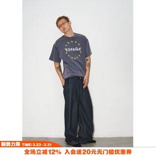 T恤 水洗创意星星印花宽松短袖 NOVACAM 高街cleanfit字母LOGO美式