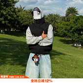 NOVACAM 休闲美式 廓形立领弯刀领扣设计感重磅质感马甲男保暖背心