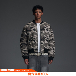 vibe雪地迷彩飞行夹克棉服外套男 复古高街短款 NOVACAM 美式