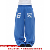 休闲卫裤 NOVACAM 型百搭保暖长裤 刺绣植绒印花弯刀阔腿慵懒版 美式