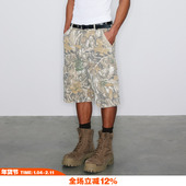 美式 cleanfit复古做旧树枝迷彩工装 短裤 NOVACAM 男休闲过膝半分裤