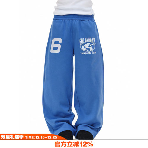 NOVACAM 美式刺绣植绒印花弯刀阔腿慵懒版型百搭保暖长裤休闲卫裤