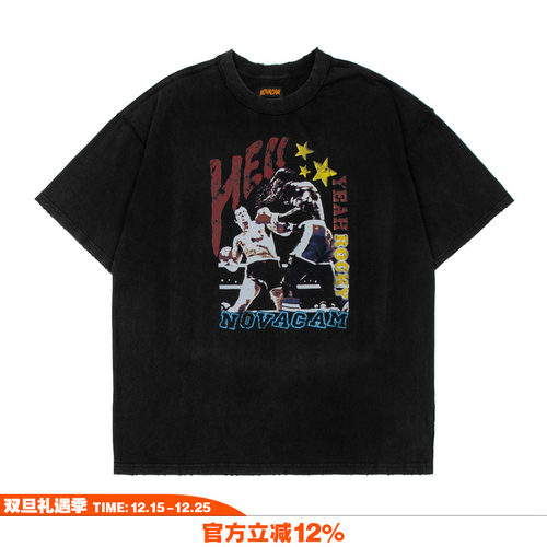 NOVACAM美式复古洛奇短袖T恤