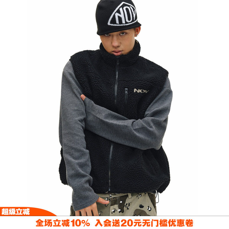 NOVACAM 美式街头慵懒双面穿短款摇粒绒迷彩马甲男保暖坎肩背心