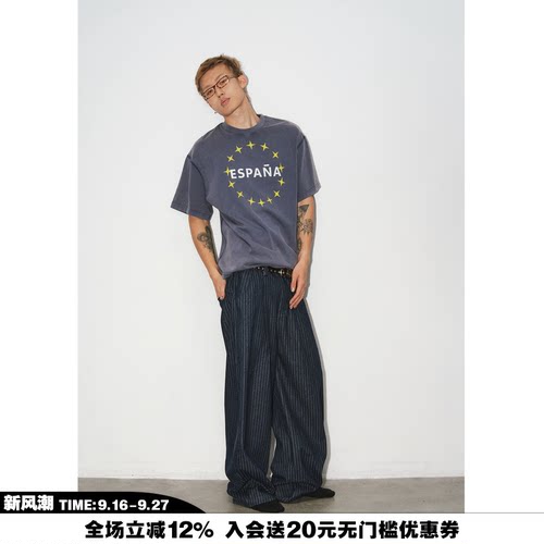 NOVACAM星星印花水洗宽松T恤