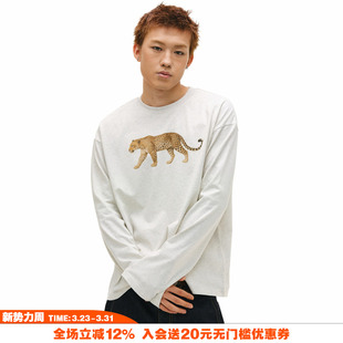 T恤 印花cleanfit国潮秋打底长袖 NOVACAM美式 复古趣味金钱豹数码