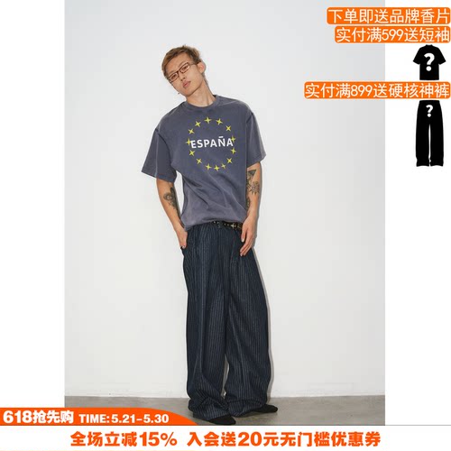 NOVACAM星星印花水洗宽松T恤