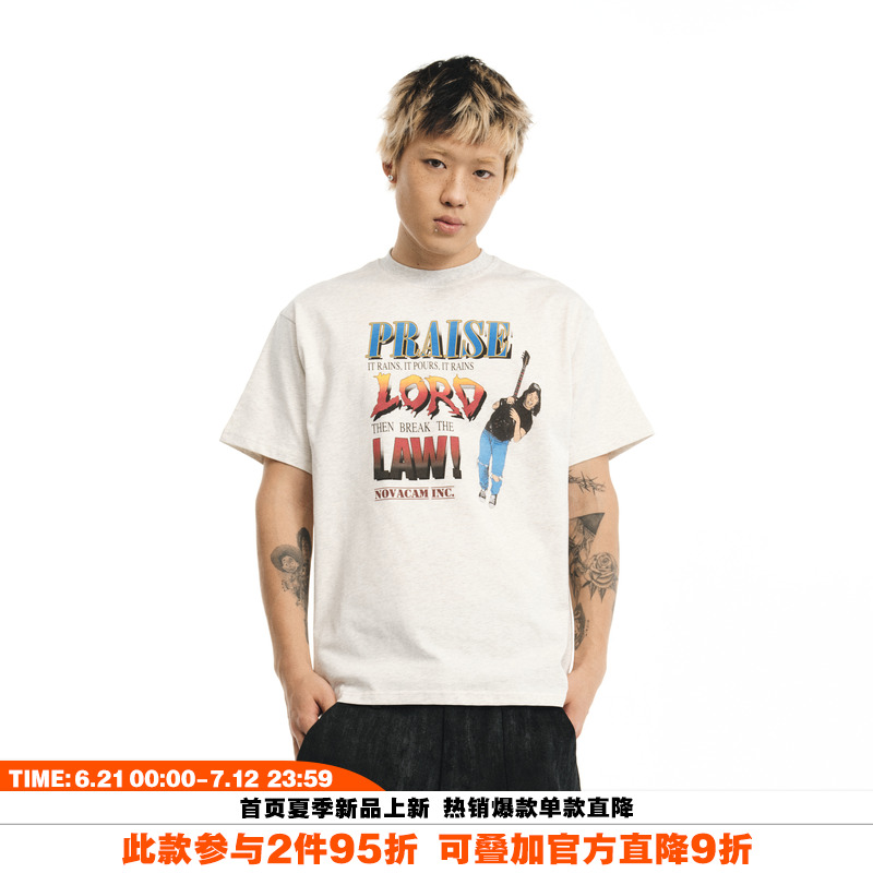 NOVACAM美式字母街头趣味短袖