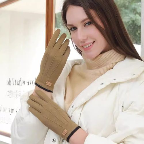 韩版薄弹力保暖手套女春秋款防风加绒触屏骑车学生电动车冬季实用