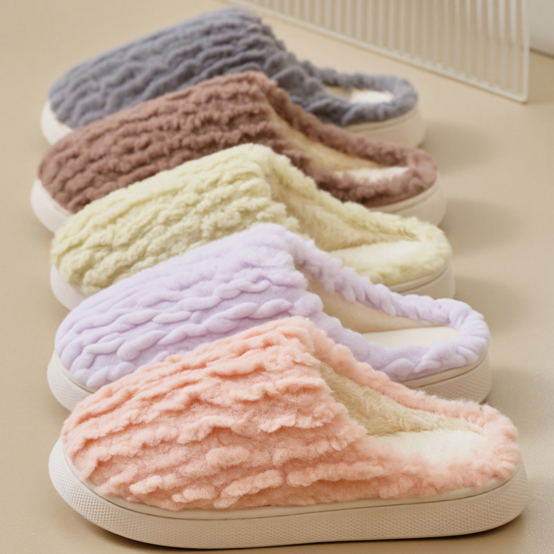 简约棉拖鞋女款秋冬季2025新款亲子室内儿童毛绒保暖家居男冬
