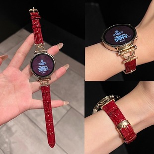 4真皮watch3 5手表腕带高级感女 亮面鳄鱼纹GT5 适用华为gt6新款