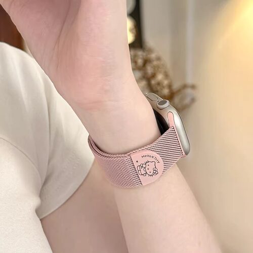 适用iwatchs11表带10代新款手表米兰尼斯磁吸SE圆尾KT猫789腕带女