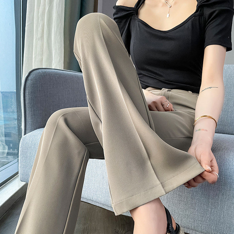 冰丝垂坠感西装微喇叭裤女夏季薄款2026新款高腰显瘦小个子休闲裤