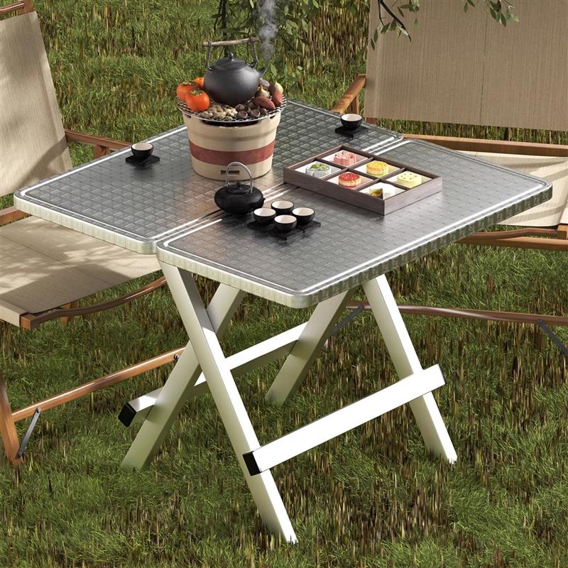 折叠桌子摆摊商用可承重不锈钢折叠桌便携式餐桌家用商用吃饭户外
