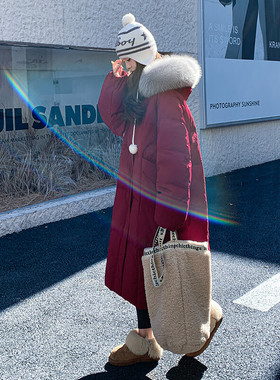 2024冬季新款长款双色新国标90红色Y22P380K570 真毛P450K678