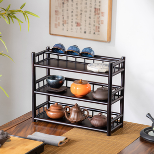 新中式展示架三层晾杯架主人杯放置架功夫茶茶杯沥水架紫砂壶摆件