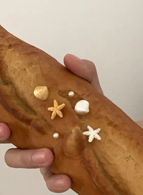 贝壳海星金属珍珠耳钉套装