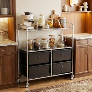 萨卡达中古零食小推车置物架客厅移动复古餐车落地分层收纳柜架子