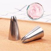 不锈钢玫瑰花嘴6齿裱花嘴一步玫瑰纸杯蛋糕1M韩式 奶油花嘴烘焙