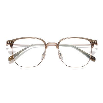 纯钛超轻半框眼镜女方圆脸显脸小