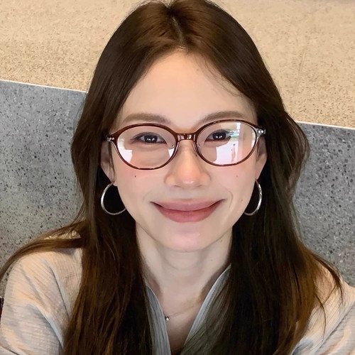 复古玳瑁色书呆子眼镜框女高级感椭圆小框TR90眼镜架可配度数近视