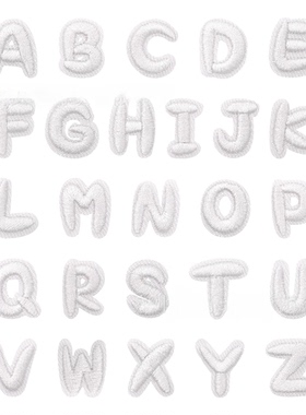 1.6cm迷你白色英文字母0-9数字熨烫自粘贴补丁刺绣贴手工diy装饰