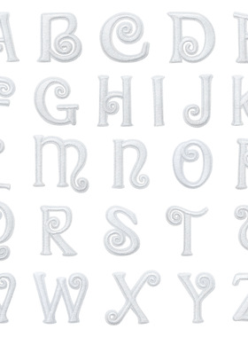 白色26个英文字母刺绣布贴Diy名字标记熨烫贴手账文具衣服包装饰