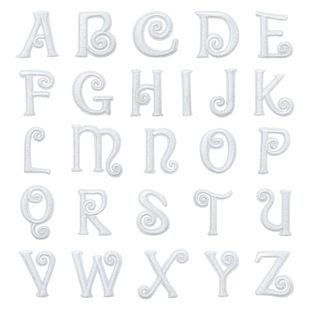 白色26个英文字母刺绣布贴Diy名字标记熨烫贴手账文具衣服包装 饰