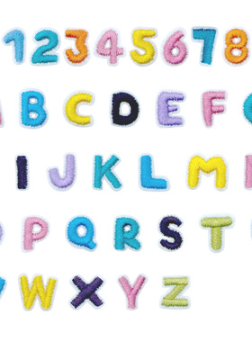 1.2cm英文字母刺绣布贴可缝可烫手账本衣服包包装饰名字条diy