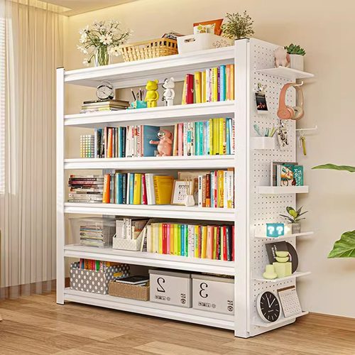 钢制书架多层落地置物架家用儿童简易书柜一体靠墙阳台收纳置物架