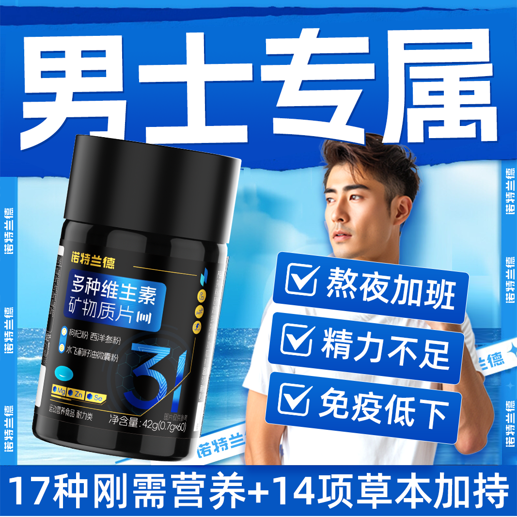 诺特兰德多种维生素b族复合片矿物质官方正品多维男士专用西洋参