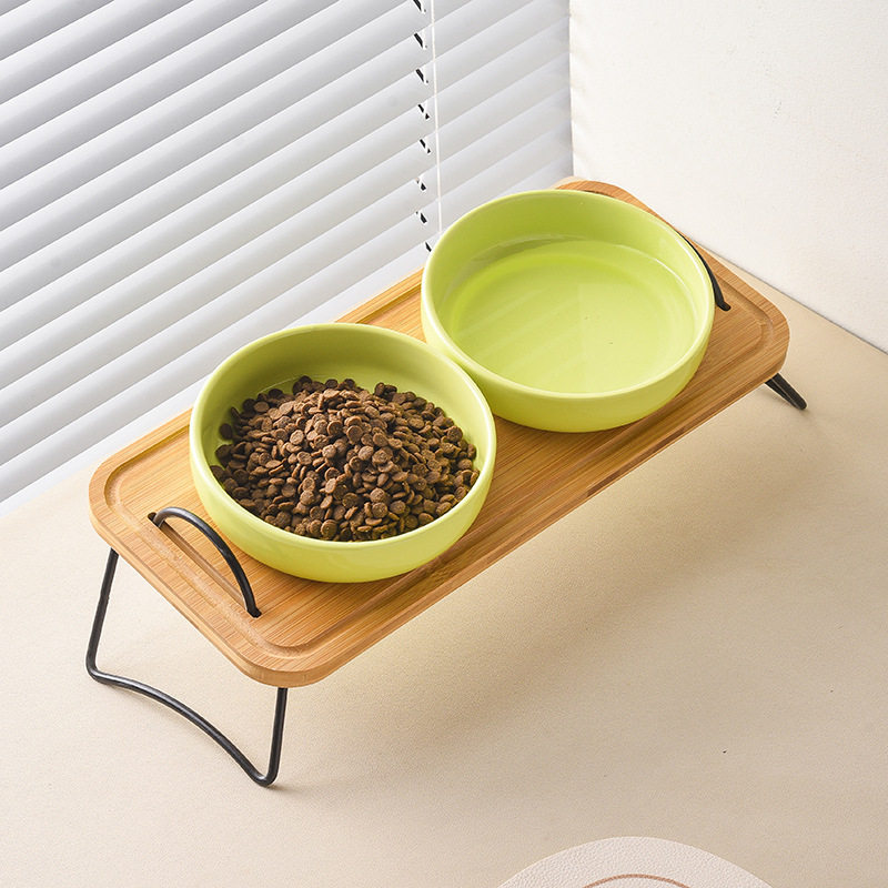 北欧猫碗陶瓷保护颈椎防打翻宠物深底食盆倾斜口双碗大容量猫咪碗