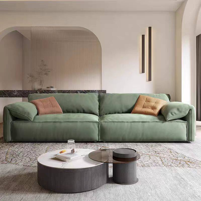 法式复古风大象耳朵沙发小户型客厅沙发现代简约直排豆腐块沙发