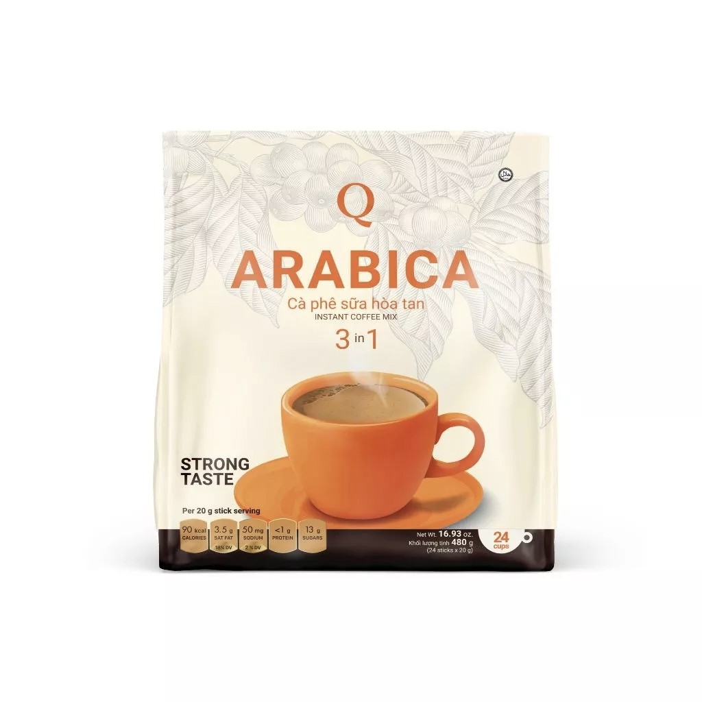 正品越南Q牌阿拉比卡arabica咖啡三合一速溶特浓香浓24小袋