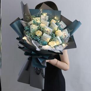 烟香礼盒花束成品满天星干花永生花男烟花束礼盒送男朋友生日情人