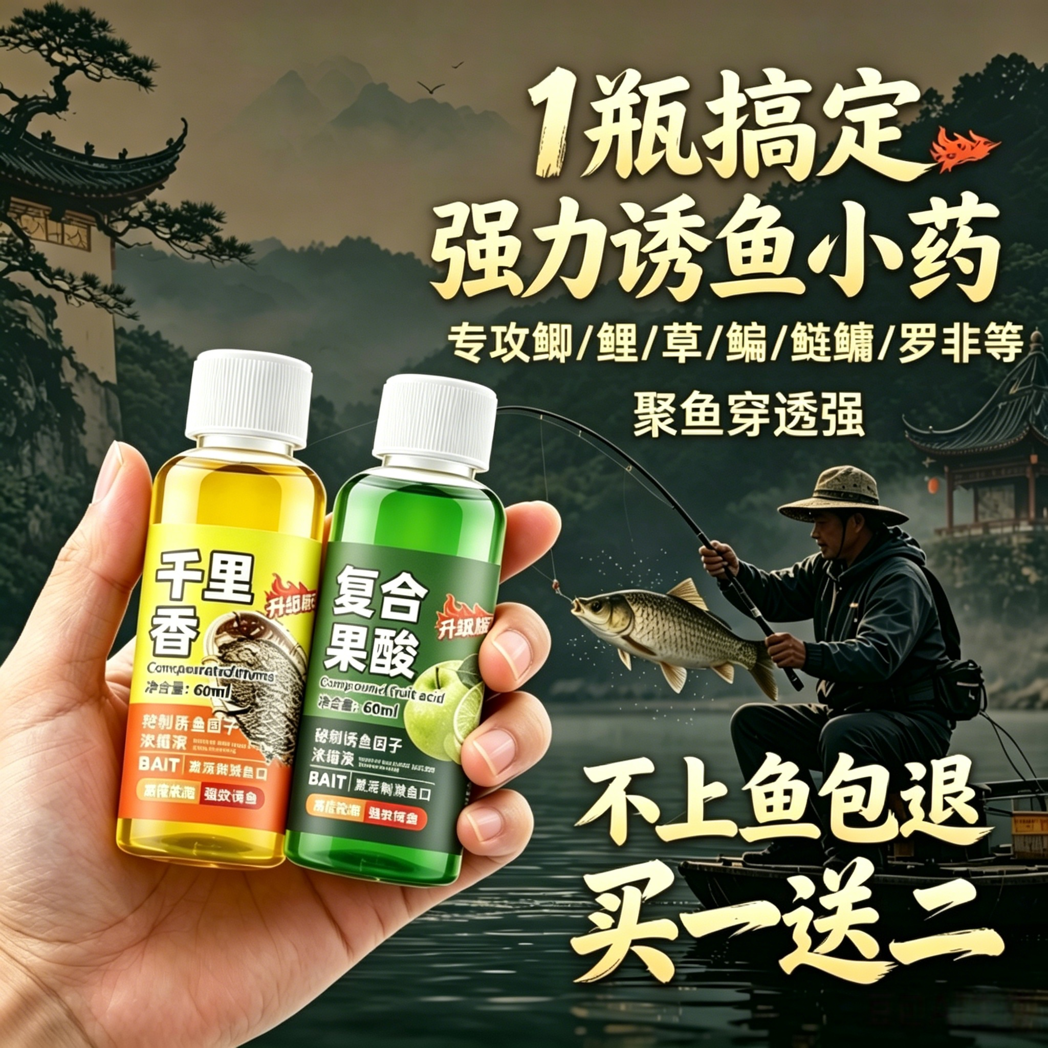 高浓果酸千里香钓鱼小药大全野钓黑坑专用鲫鲤罗非诱鱼开口添加剂