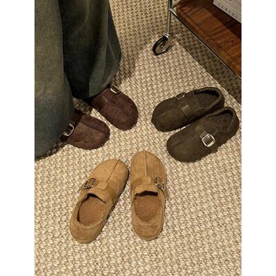 贾不假勃肯鞋女款2025新款秋季绝美全包爆款内增高加绒懒人豆豆鞋