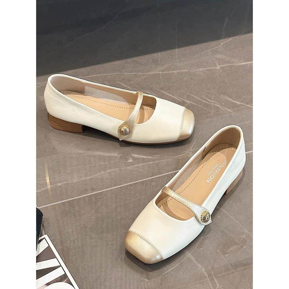 法式方头浅口单鞋女夏季配裙子2025新款小香风软底鞋子女款平底鞋